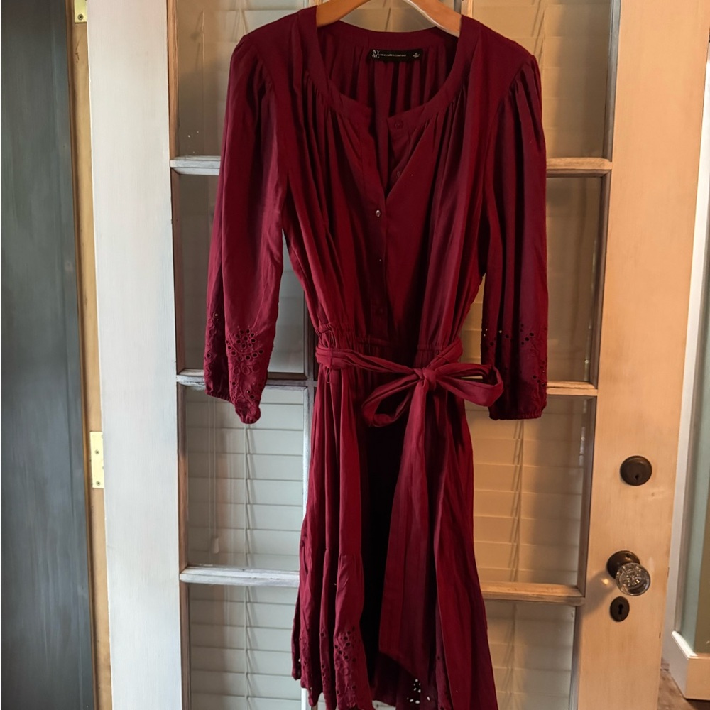 Elegant/Casual/Flirty Burgundy Midi Dress